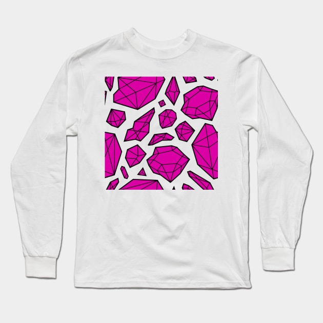 Rough Diamond Fashion Print Pink White Long Sleeve T-Shirt by Auto-Prints